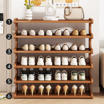 5/6-Layer Shoe Storage Rack - Space-Saving Multi-Layer Organizer with Wood Grain Finish - luxuryhomedecoridea.com