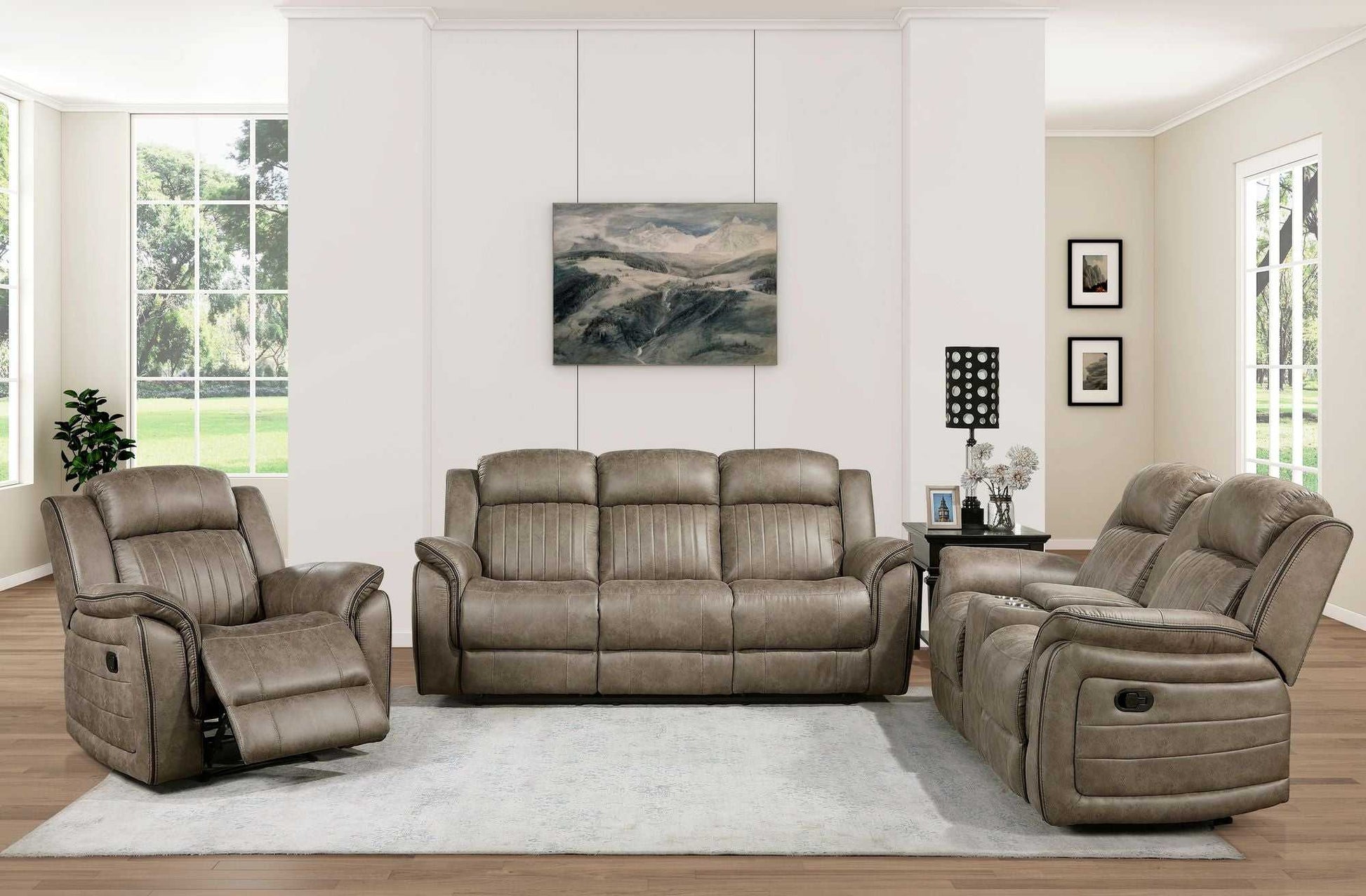 Classic Sandy Brown 1pc Reclining Chair Plush Comfort Pillow-Top Arms Vertical Tufting Solid Wood Luxury Living Room Furniture - luxuryhomedecoridea.com