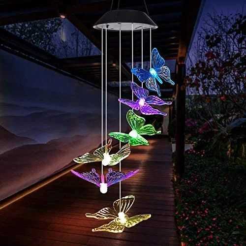 Yard Decor Lights; Solar Butterfly Chimes; 2023 Gifts for Mom/Dad/Women/Grandma/Wife/Daughter/Sister/Aunt/Nana/Grandfather/ ; Father Birthday Gifts; Mother Day Outdoor Decor; Gardening Gift - luxuryhomedecoridea.com