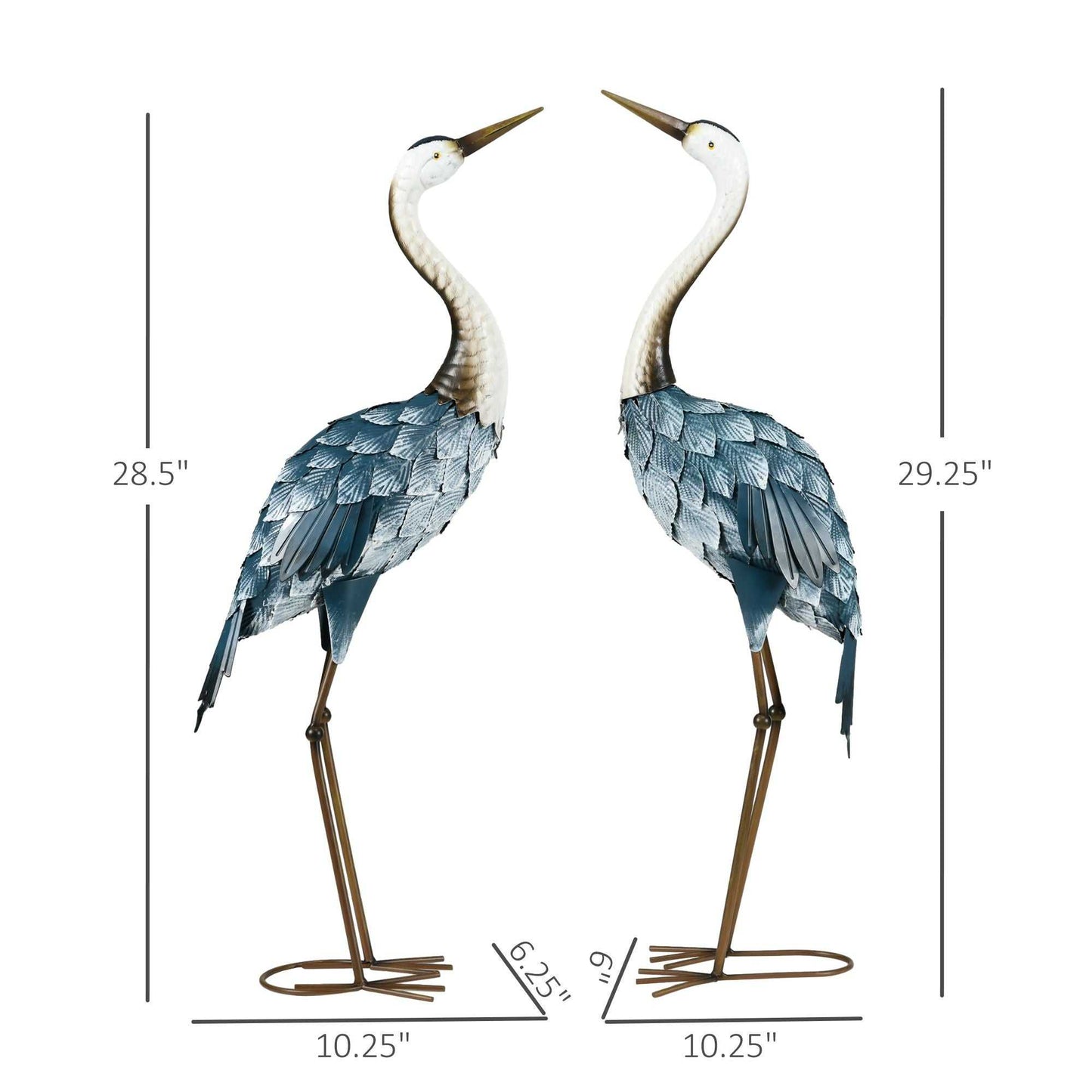 2-Piece Crane Garden Sculptures Blue for Lawn Patio Backyard Decoration 28.5"-29" - luxuryhomedecoridea.com