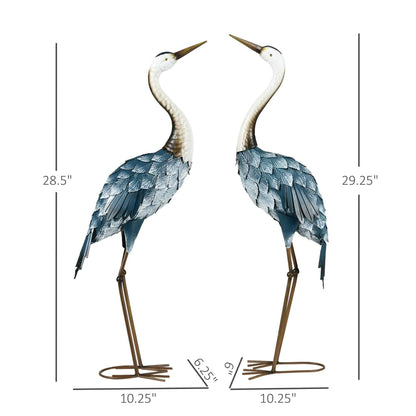 2-Piece Crane Garden Sculptures Blue for Lawn Patio Backyard Decoration 28.5"-29" - luxuryhomedecoridea.com