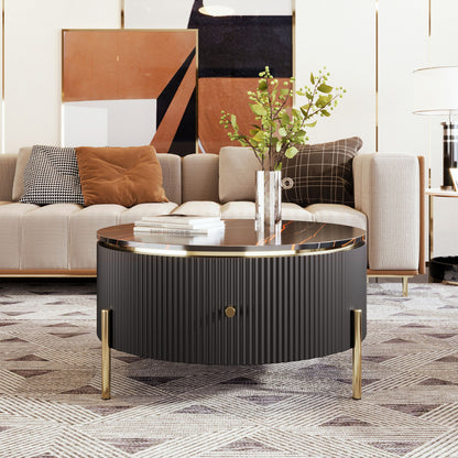 Modern Round Coffee Table with 2 large Drawers Storage Accent Table(31.5'') - luxuryhomedecoridea.com