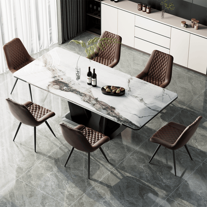 Modern Dining Chairs Set of 2, Top PU Leather Upholstered Dining Room Chairs with Metal Legs, Ergonomic Kitchen Chairs for Kitchen Dinning Room - luxuryhomedecoridea.com