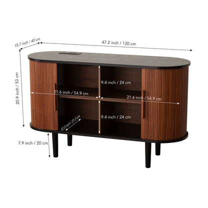 Fralimk Sideboard Buffet Cabinet with Storage, Modern Fluted Storage Cabinet for Dining Room, Tambour Door Console Table for Living Room, Office Storage Cabinet or TV Stand, Accent Sideboard Cabinet - luxuryhomedecoridea.com