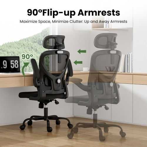 Ergonomic Office Chair High Back Computer Desk Chair with Headrest Armrests and Adjustable Lumbar Support Comfortable Swivel Task Chair for Home Office Study Room Black - luxuryhomedecoridea.com