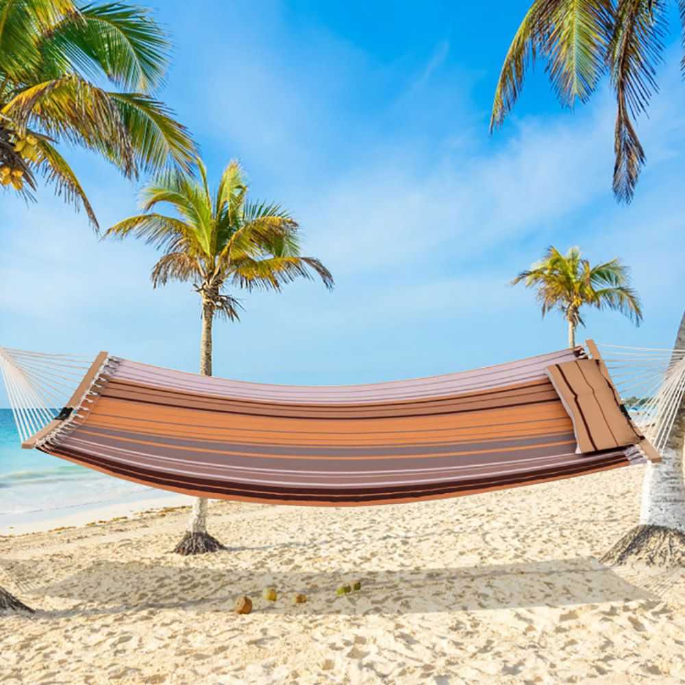 Patio Hammock Foldable Swing Chair Bed with Detachable Pillow - luxuryhomedecoridea.com