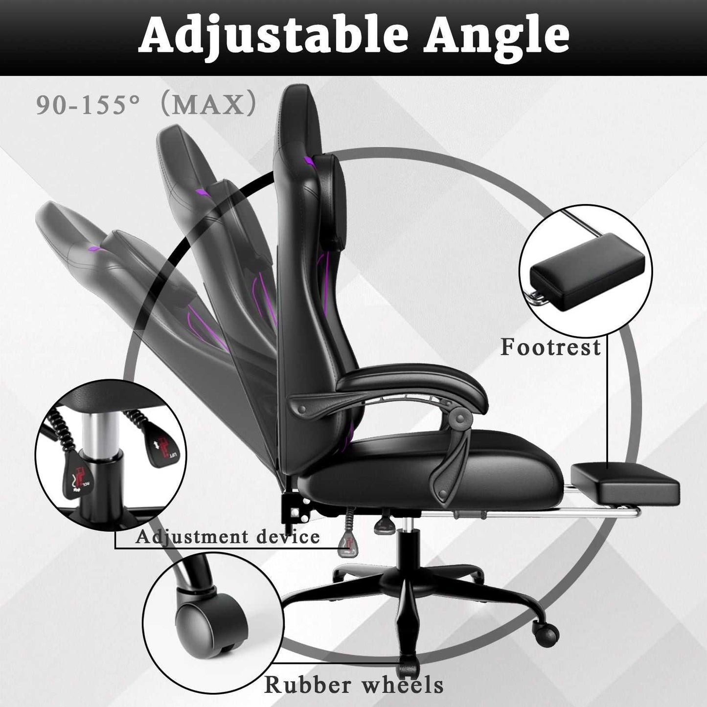 Ergonomic Gaming Chair, Electronic Gaming Chair With Pocket Spring Pad And Footrest, Height Adjustable Computer Chair - luxuryhomedecoridea.com
