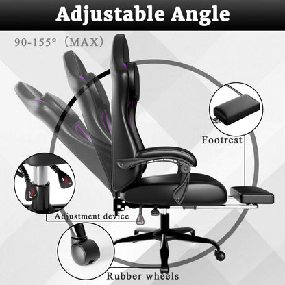 Ergonomic Gaming Chair, Electronic Gaming Chair With Pocket Spring Pad And Footrest, Height Adjustable Computer Chair - luxuryhomedecoridea.com