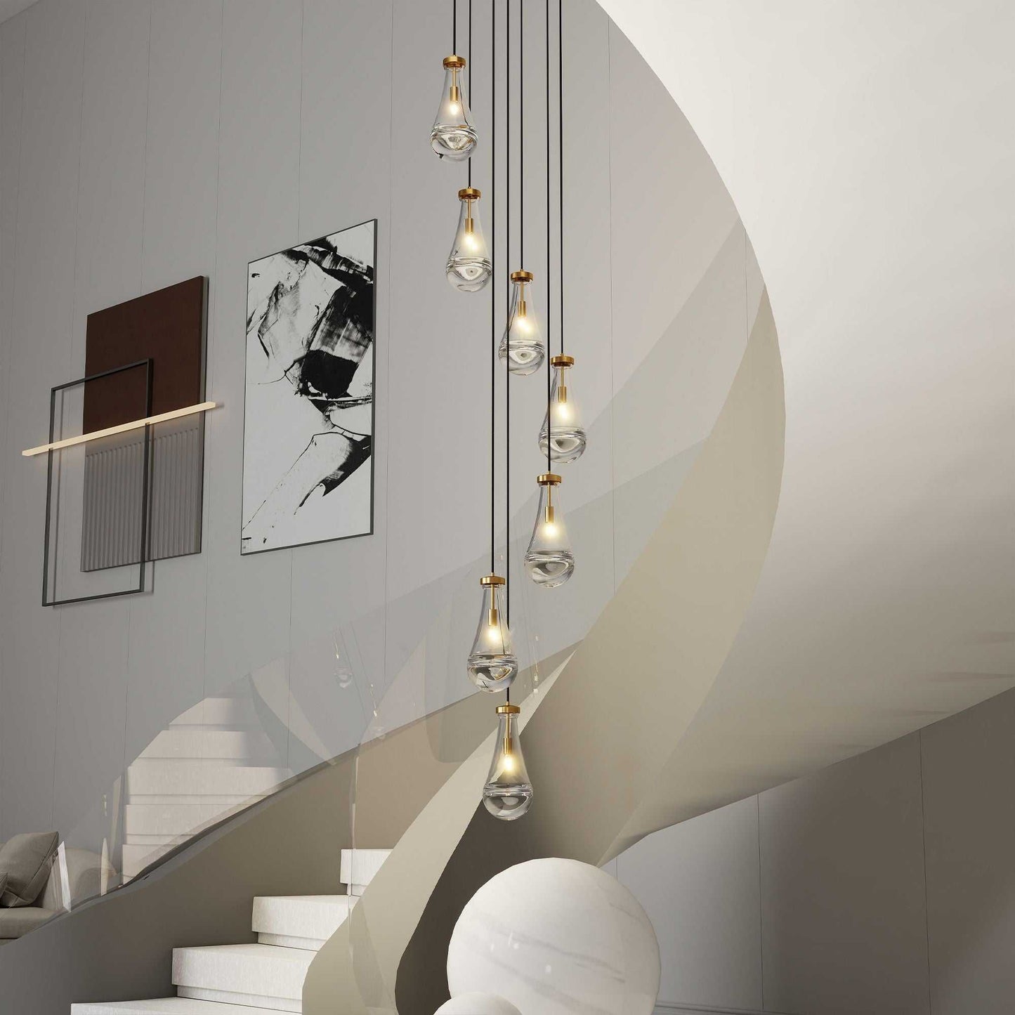 7 Light Dining Room Pendant Light, Large Chandelier Adjustable Hanging Line, Living Room Pendant Light, Foyer Chandelier, Stairwell Pendant Lights, Bedroom - luxuryhomedecoridea.com