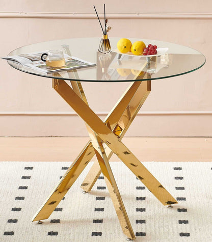 42.1" Table Mid-century Dining Table for 4-6 people With Round Mdf Table Top, Pedestal Dining Table, End Table Leisure Coffee Table,cross leg - luxuryhomedecoridea.com