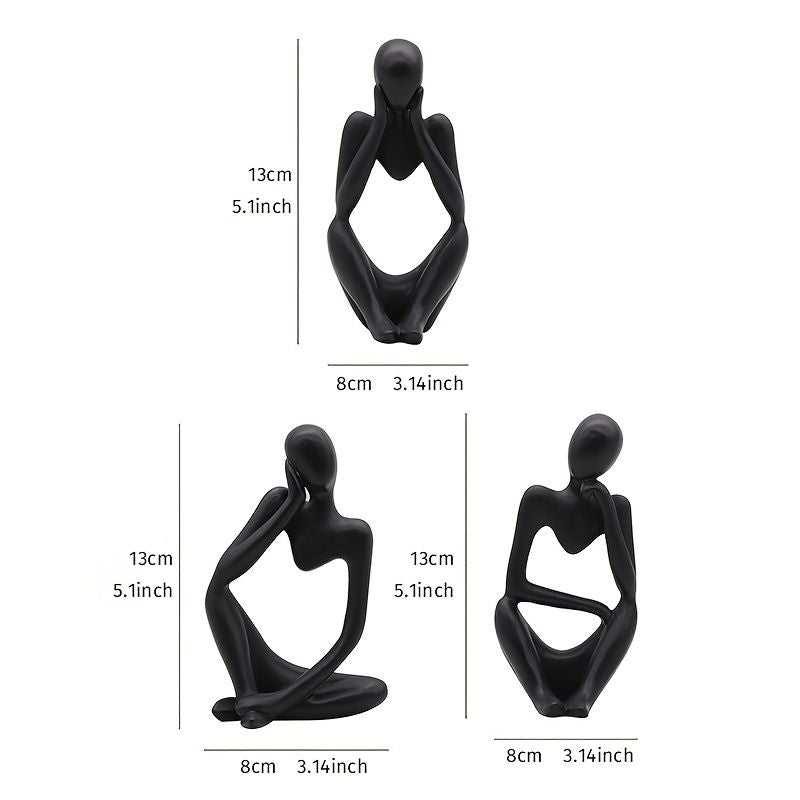 3pcs Abstract Villain Decorative Ornaments; Handmade Resin Handicrafts; Thinker Resin Statue Set - luxuryhomedecoridea.com