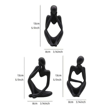 3pcs Abstract Villain Decorative Ornaments; Handmade Resin Handicrafts; Thinker Resin Statue Set - luxuryhomedecoridea.com