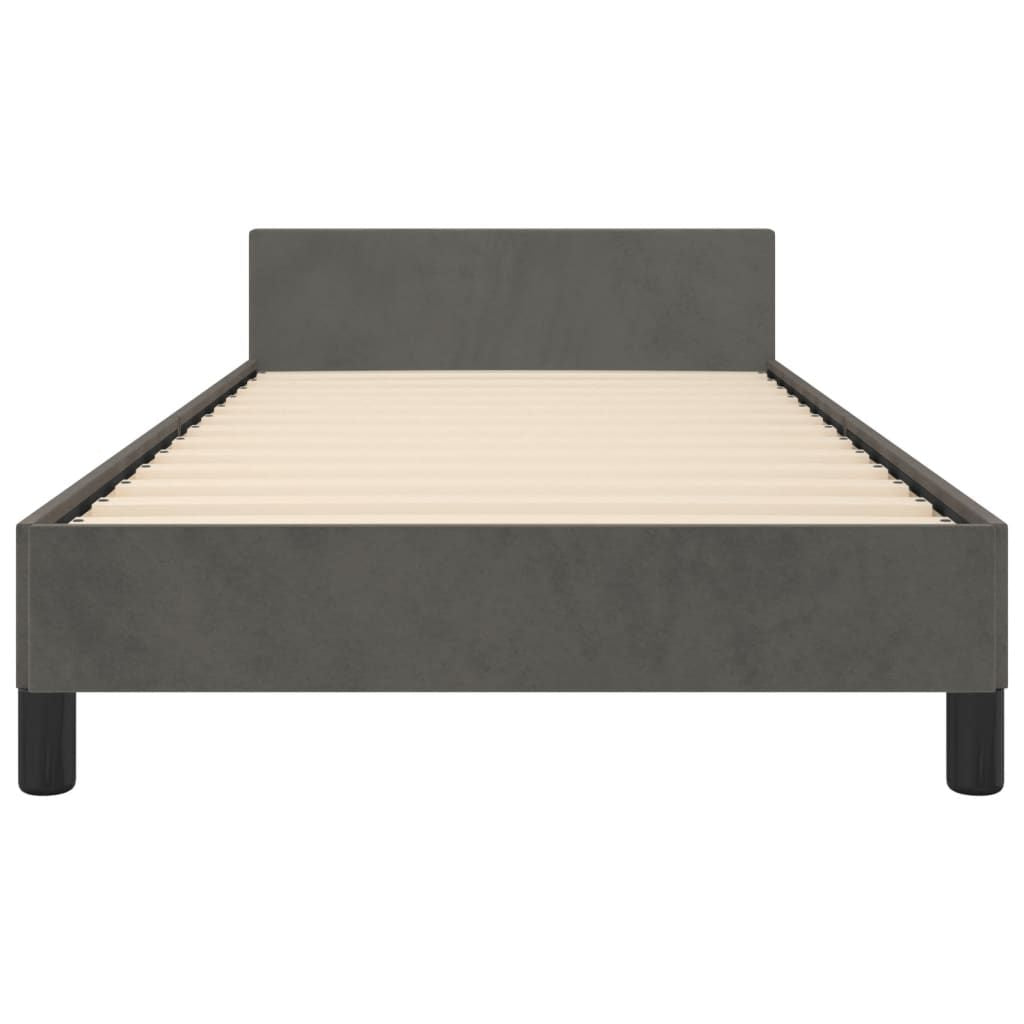 Bed Frame With Headboard Dark Grey Velvet, Plywood, Engineered Wood - luxuryhomedecoridea.com
