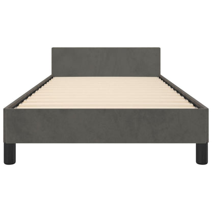 Bed Frame With Headboard Dark Grey Velvet, Plywood, Engineered Wood - luxuryhomedecoridea.com