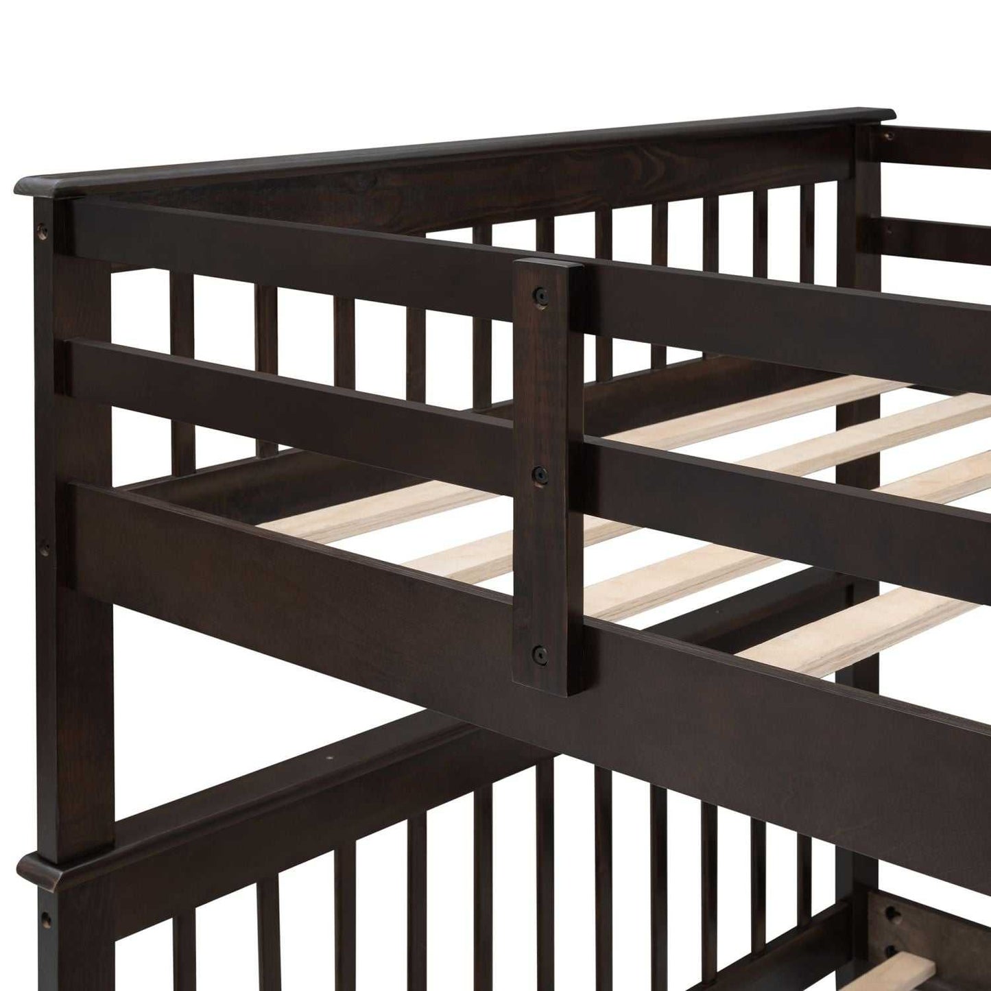 Stairway Full-Over-Full Bunk Bed with Storage and Guard Rail for Bedroom, Dorm, Espresso - luxuryhomedecoridea.com