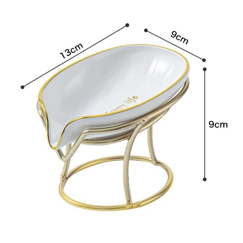 Luxury Soap Case Leaf Shape Iron Art Holder Bathroom Drain Soap Storage Dish Container Non-slip Draining Tray Bath Organizer - luxuryhomedecoridea.com