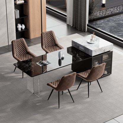 Modern Dining Chairs Set of 2, Top PU Leather Upholstered Dining Room Chairs with Metal Legs, Ergonomic Kitchen Chairs for Kitchen Dinning Room - luxuryhomedecoridea.com