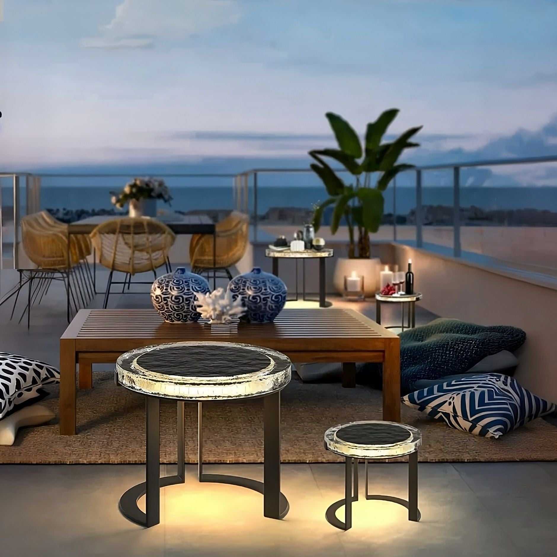 Outdoor Solar powered Garden Table, LED side table, Outdoor garden decorations, Waterproof Outdoor Lightings - luxuryhomedecoridea.com