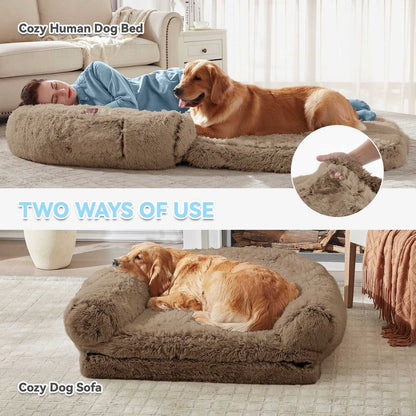 Human Dog Bed, 71"x43"x12" Dog Beds for Large Dogs, Foldable Plush Washable Dog Bed for People Doze Off, Orthopedic Dog Beds for Humans Size Fits You and Pets - luxuryhomedecoridea.com