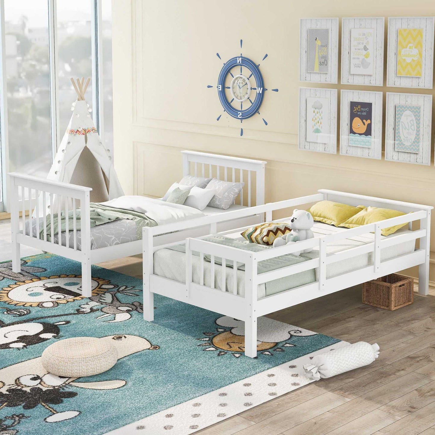 Stairway Twin-Over-Twin Bunk Bed with Storage and Guard Rail for Bedroom, Dorm - luxuryhomedecoridea.com