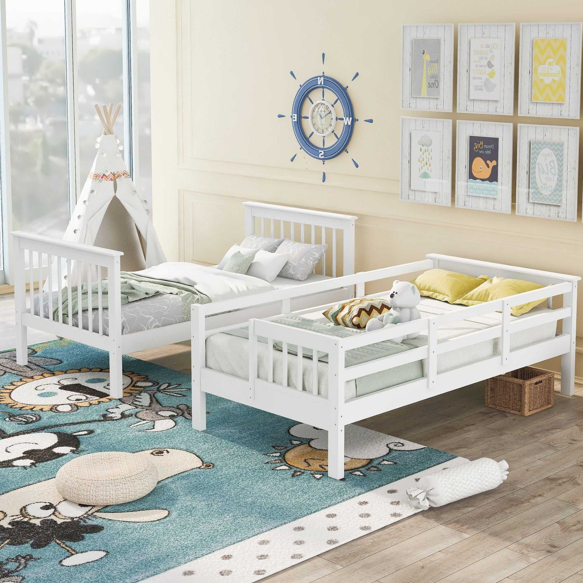 Stairway Twin-Over-Twin Bunk Bed with Storage and Guard Rail for Bedroom, Dorm - luxuryhomedecoridea.com