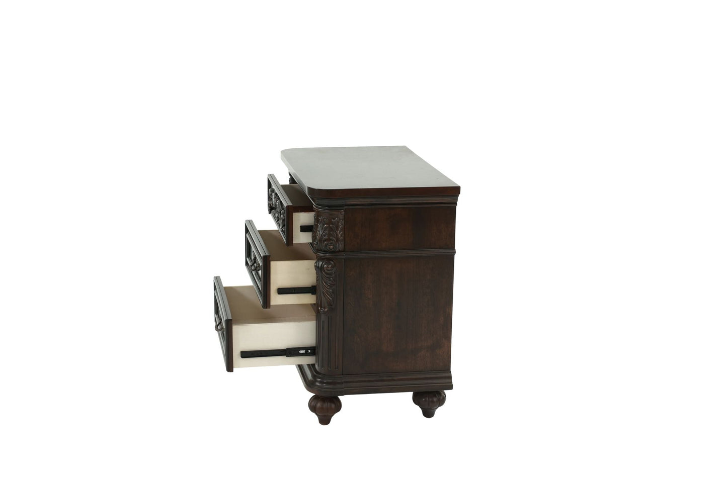 Traditional Antique Walnut 1pc Nightstand Bedroom Furniture Cherry Veneer 2-Drawers Hanging Pull Bedside Table - luxuryhomedecoridea.com