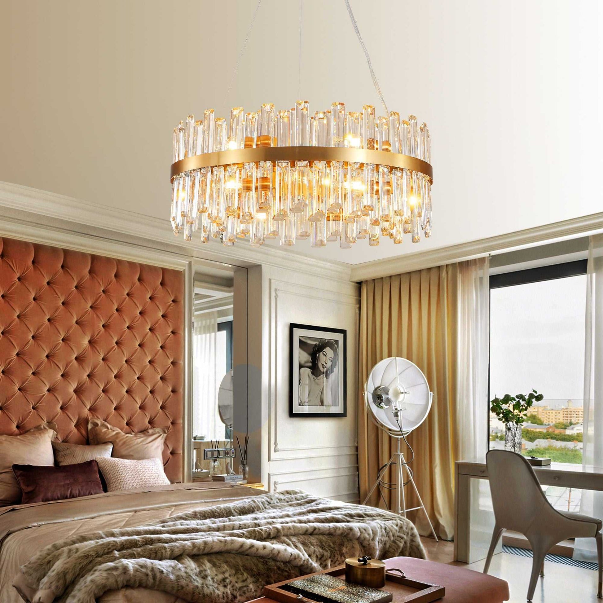 23.6 Inches Luxury Chandeliers Crystal Living Room Bedroom Decorative Lights Simple Modern Dining Room LED Lighting,for Home Decor (Bulbs Not Included) - luxuryhomedecoridea.com