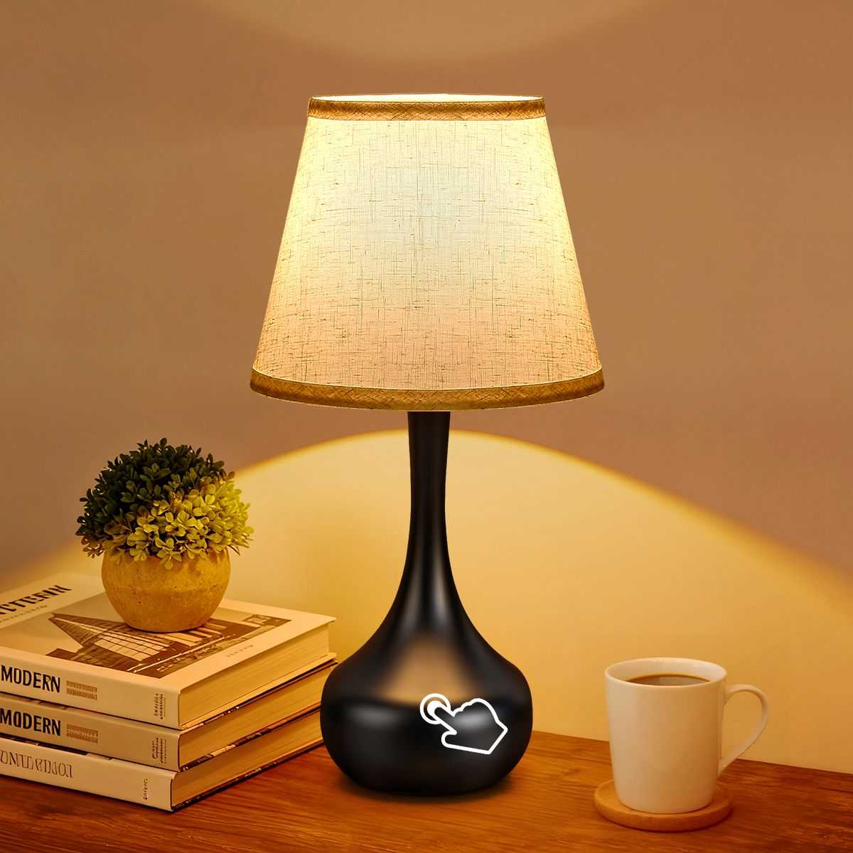 3-Way Dimmable Set of 2 Small Bedside Lamps for Night Stands, Black Desk Lamps for Kids Room,Office,Living Room, End Table(LED Bulbs Included) - luxuryhomedecoridea.com