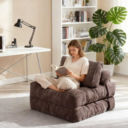 Modern Memory Foam Compressed Sofa Chair,Folding Sofa Bed, Convertible Sleeping Chair With Backrest Support And Soft Corduroy Fabric,Fold Couch Bed With Pillow For Small Spaces - luxuryhomedecoridea.com