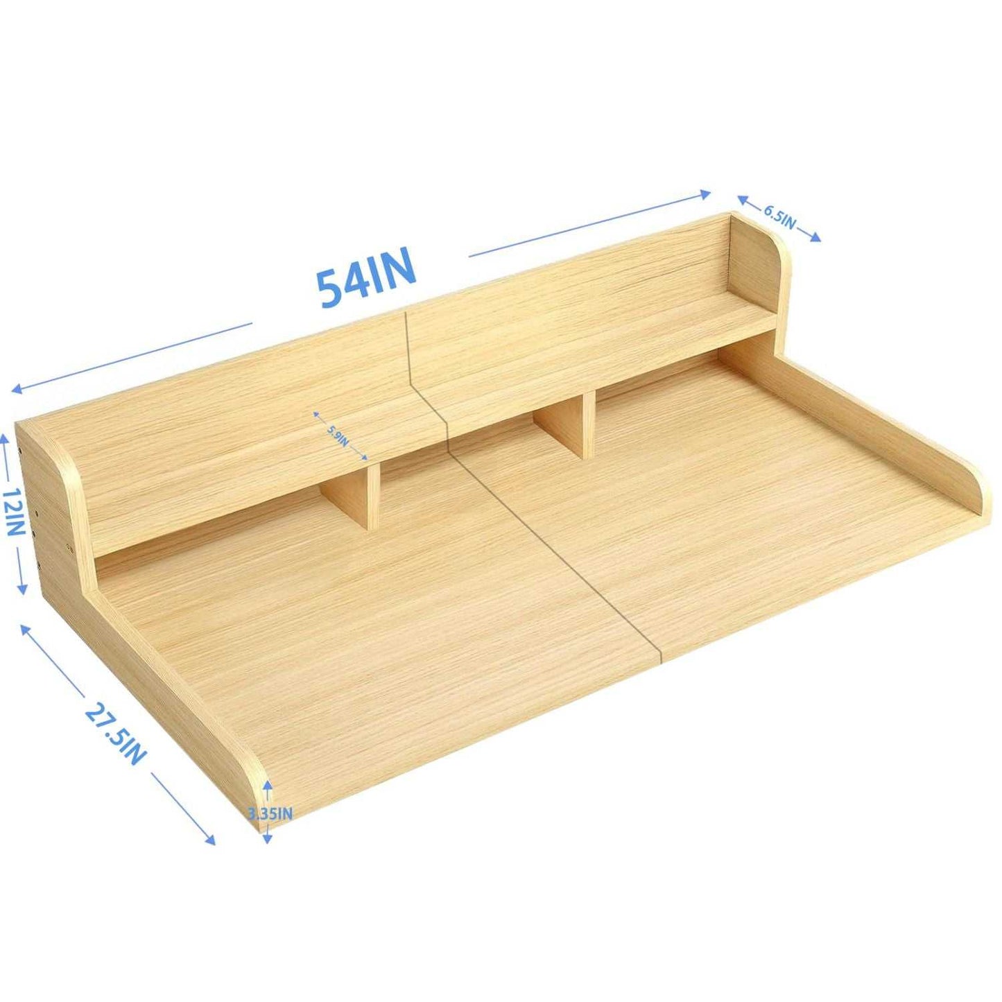 Washer Dryer Countertop with Non-slip Pads, Laundry Wood Shelf Topper with Edge, 54" Width x 27.5" Depth Double Layer Organizer for Washer and Dryer Laundry Hamper Counter Storage Organization (OAK) - luxuryhomedecoridea.com