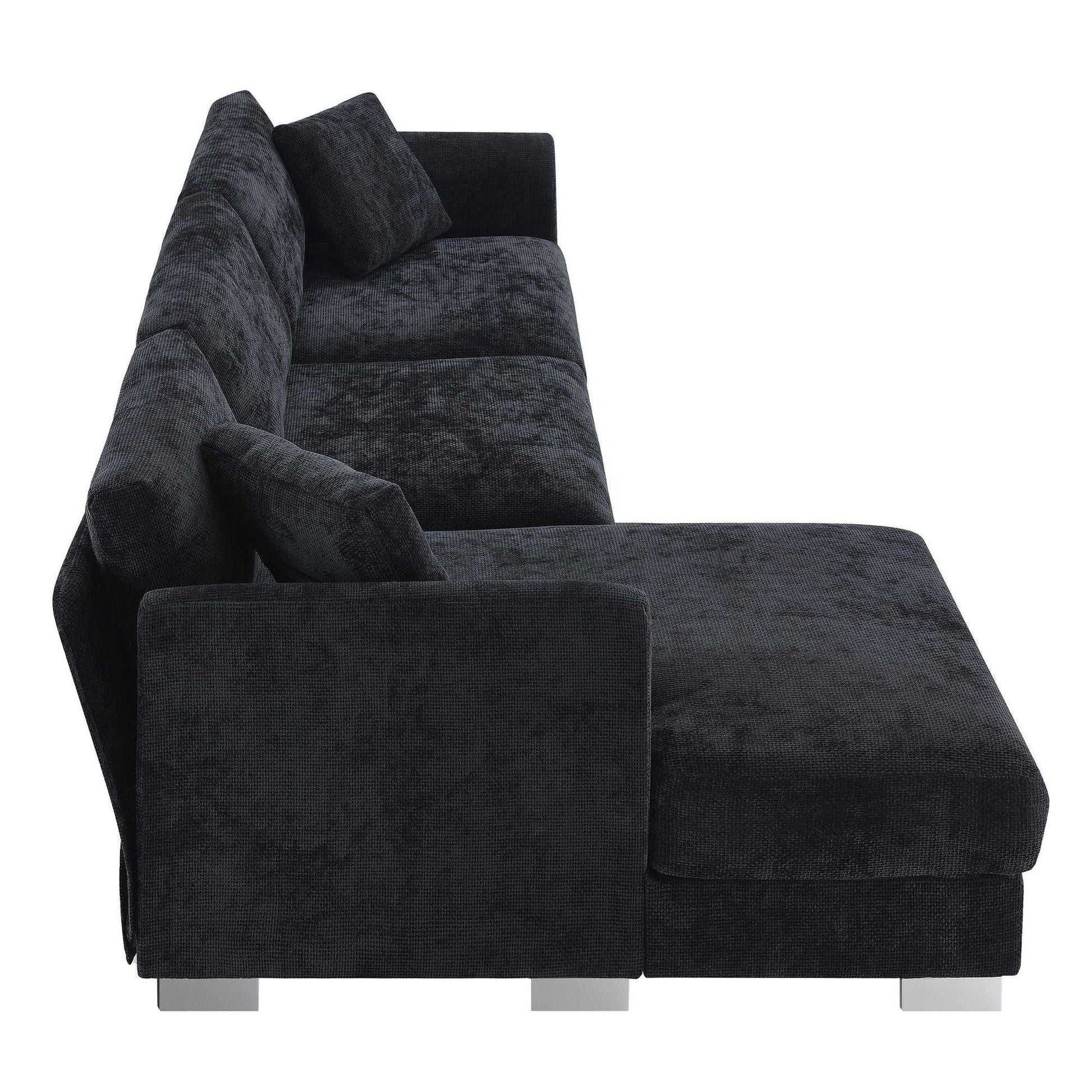 [VIDEO provided][New] 96*56" Modern Cloud Sectional Sofa,L-shaped Luxury Couch Set with 2 Free pillows,4-seat Chenille Indoor Furniture with Oversized Chaise for Living Room,Apartment,Office,3 Colors - luxuryhomedecoridea.com