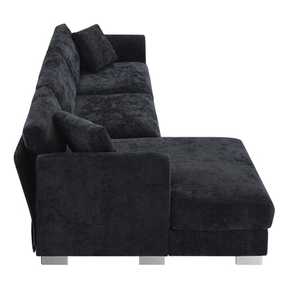 [VIDEO provided][New] 96*56" Modern Cloud Sectional Sofa,L-shaped Luxury Couch Set with 2 Free pillows,4-seat Chenille Indoor Furniture with Oversized Chaise for Living Room,Apartment,Office,3 Colors - luxuryhomedecoridea.com