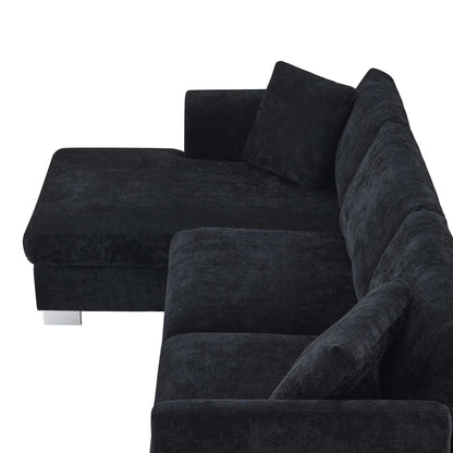[VIDEO provided][New] 96*56" Modern Cloud Sectional Sofa,L-shaped Luxury Couch Set with 2 Free pillows,4-seat Chenille Indoor Furniture with Oversized Chaise for Living Room,Apartment,Office,3 Colors - luxuryhomedecoridea.com