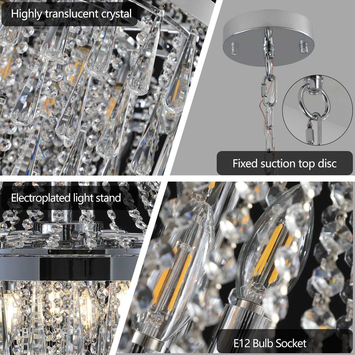 Chromium color Crystal Chandeliers,Large Contemporary Luxury Ceiling Lighting(Bulb Not Included) - luxuryhomedecoridea.com
