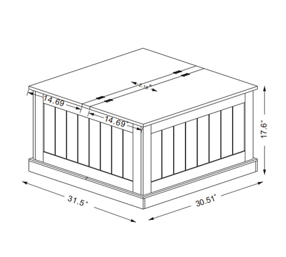 31.5" Farmhouse Coffee Table, Square Wood Center Table with Hinged Lift Top, Rustic Cocktail Table with Large Hidden Storage Compartmen for Living Room-White - luxuryhomedecoridea.com