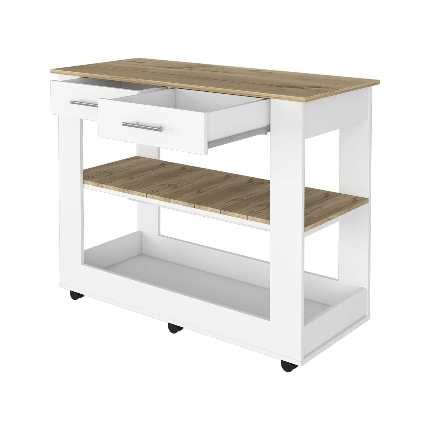 Brooklyn 46 Kitchen Island, Two Shelves, Two Drawers - luxuryhomedecoridea.com