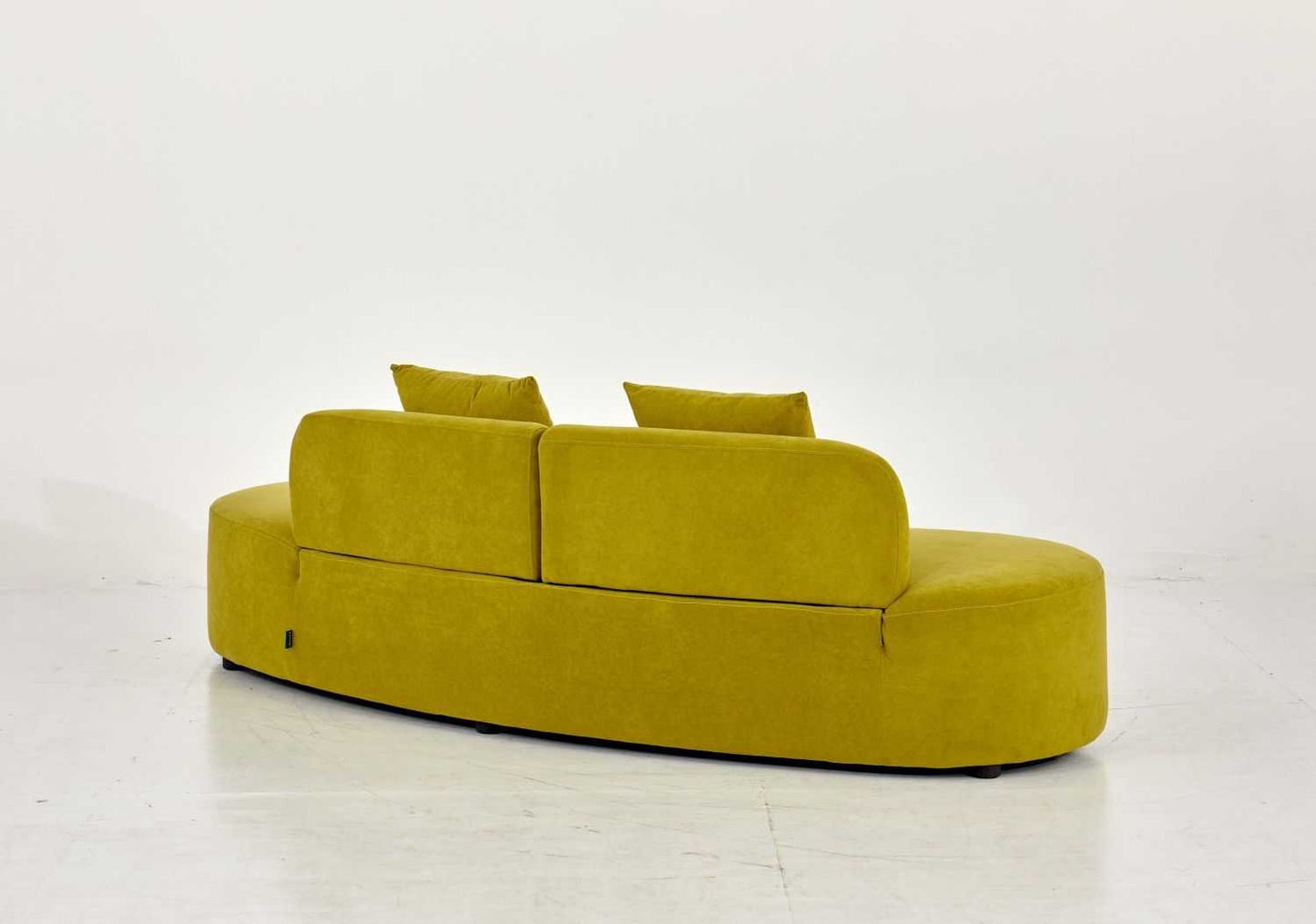 90" Curved Sofa with Throw Pillows, 4 Seater Luxury Velvet Couch with Half Moon Design and High-Density Foam, Ideal for Modern Living Room, Office & Apartment, Olive Green - luxuryhomedecoridea.com