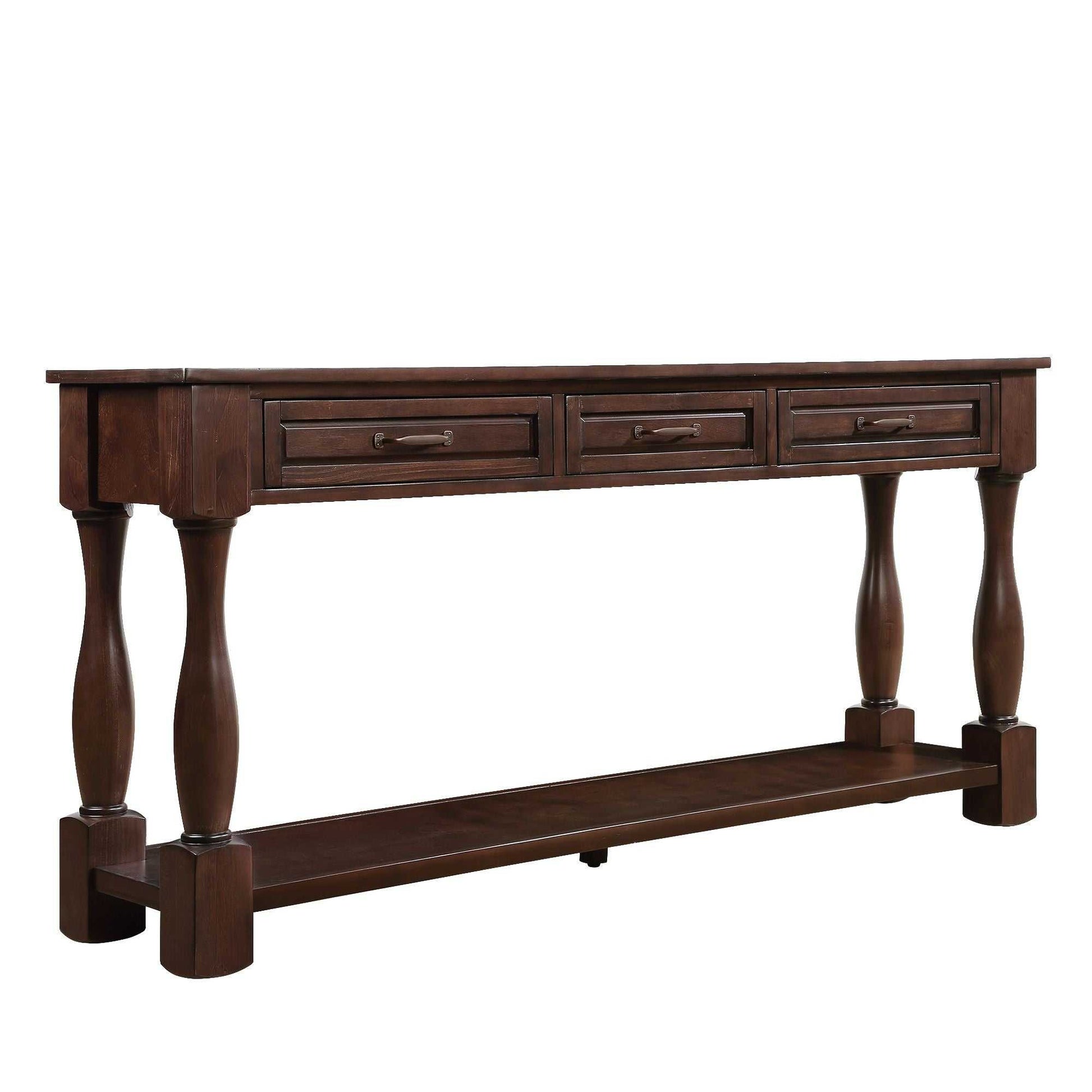 63inch Long Wood Console Table with 3 Drawers and 1 Bottom Shelf for Entryway Hallway Easy Assembly Extra-thick Sofa Table( Light Espresso) - luxuryhomedecoridea.com
