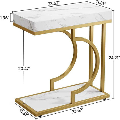 Narrow C-table, modern coffee table, bedside table with metal frame - luxuryhomedecoridea.com
