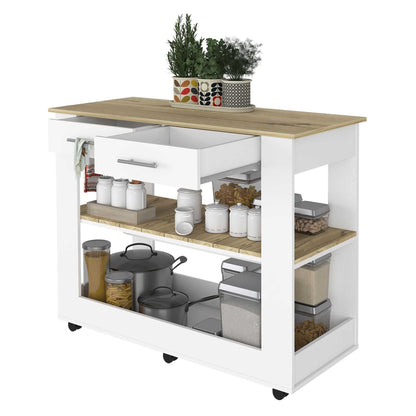Brooklyn 46 Kitchen Island, Two Shelves, Two Drawers - luxuryhomedecoridea.com