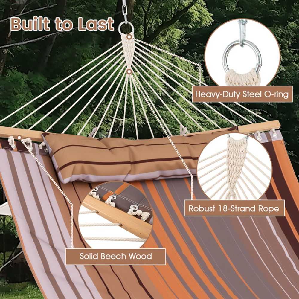Patio Hammock Foldable Swing Chair Bed with Detachable Pillow - luxuryhomedecoridea.com