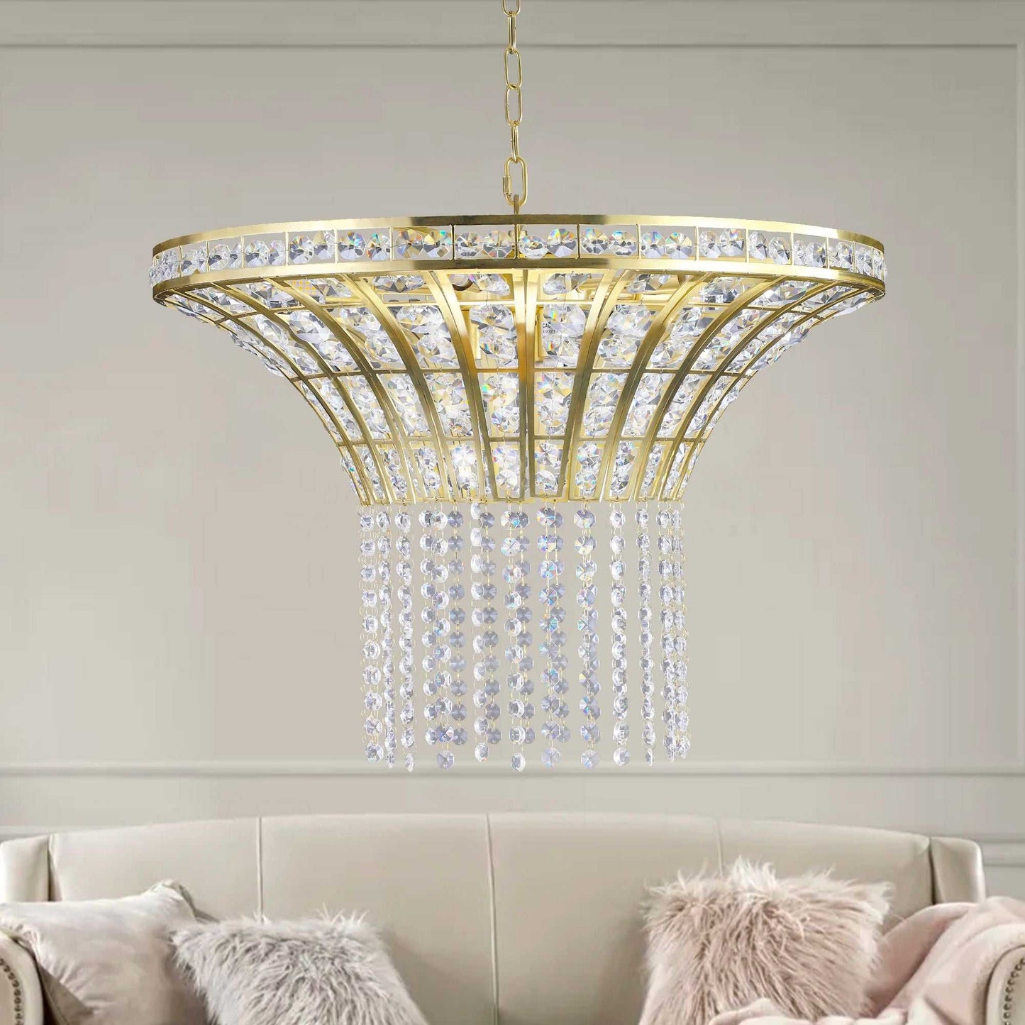(Same as W1340120181/L5021) 8-Light 23.6" Wide Crystal Waterfall Chandelier (Bulb Not Included) - luxuryhomedecoridea.com