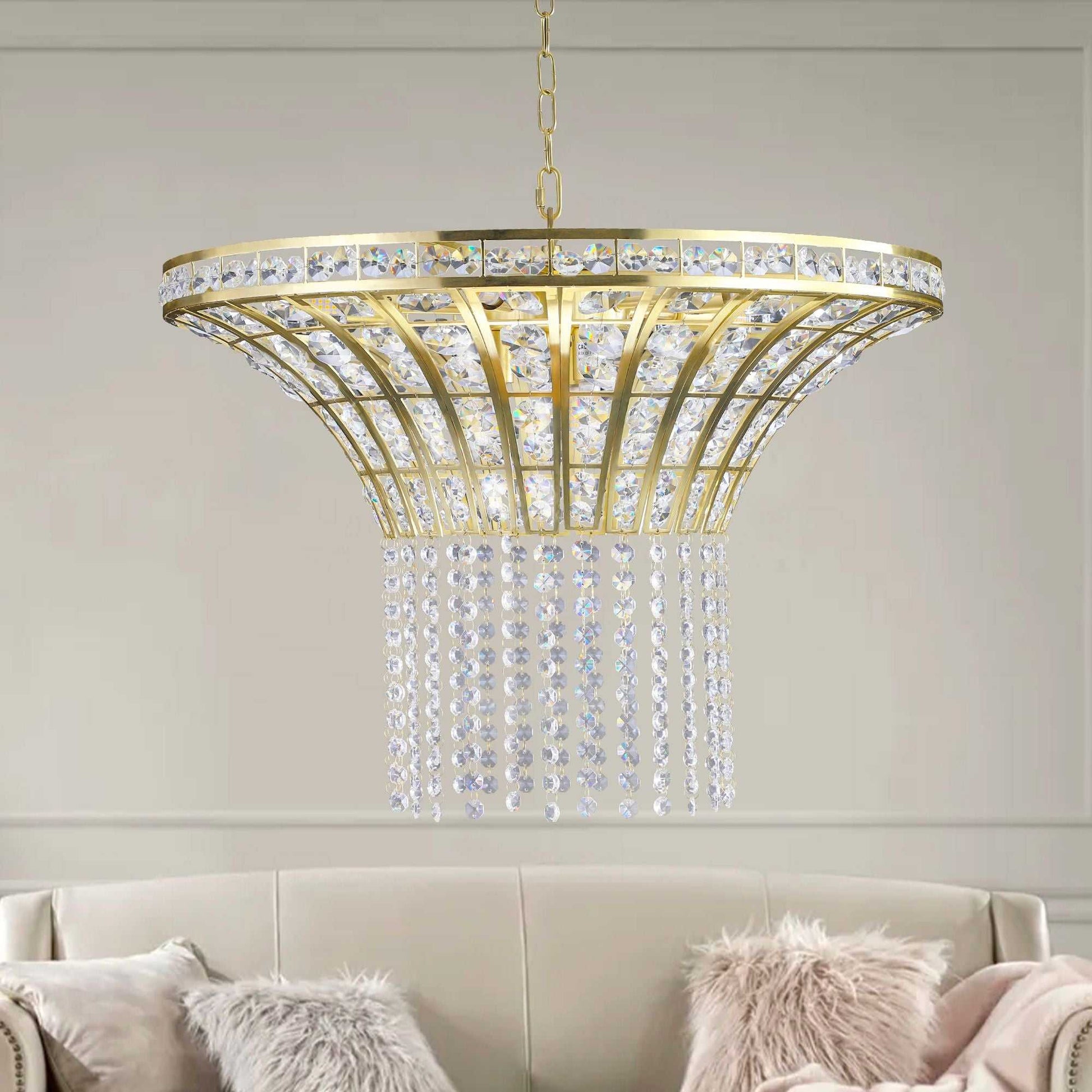 (Same as W1340120181/L5021) 8-Light 23.6" Wide Crystal Waterfall Chandelier (Bulb Not Included) - luxuryhomedecoridea.com