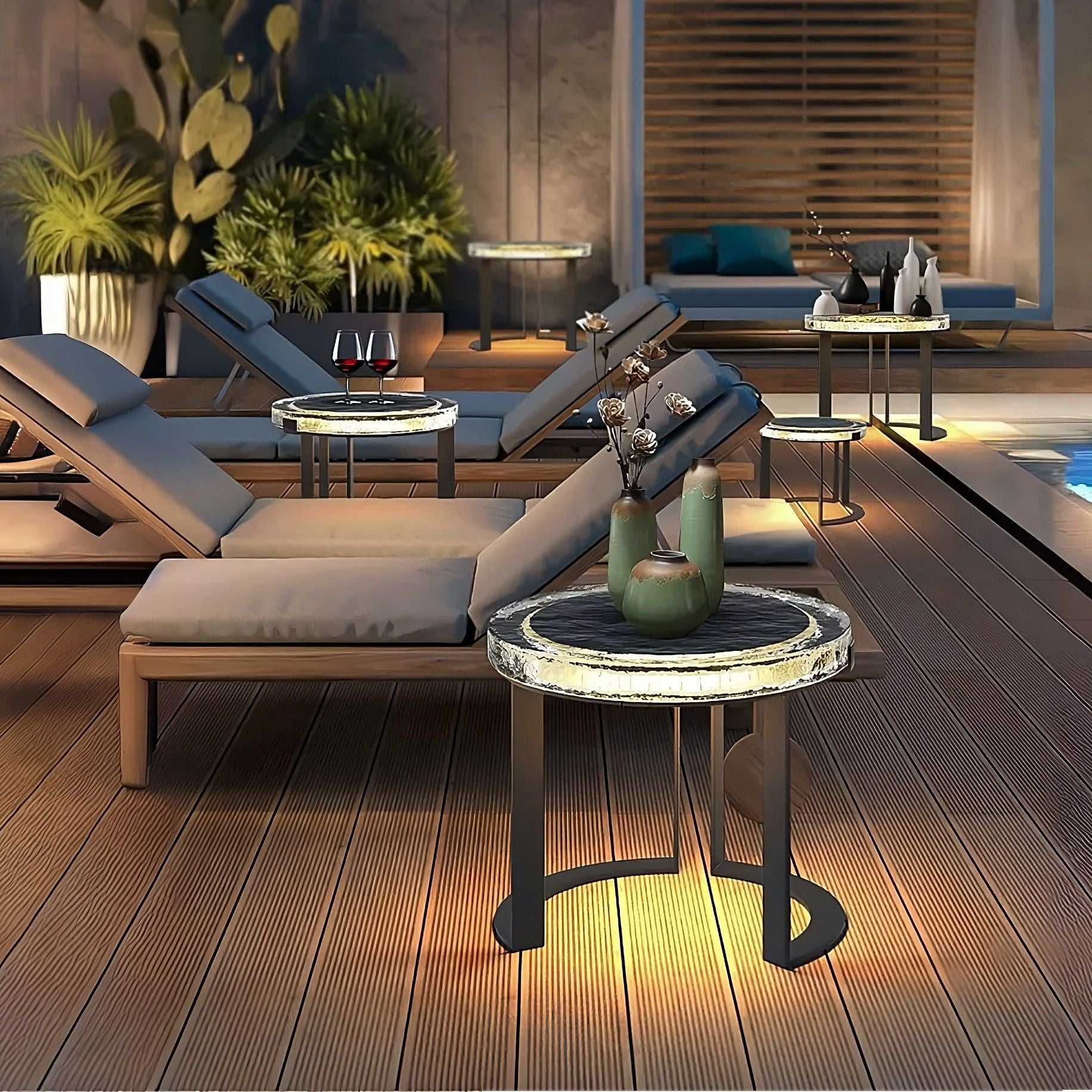 Outdoor Solar powered Garden Table, LED side table, Outdoor garden decorations, Waterproof Outdoor Lightings - luxuryhomedecoridea.com