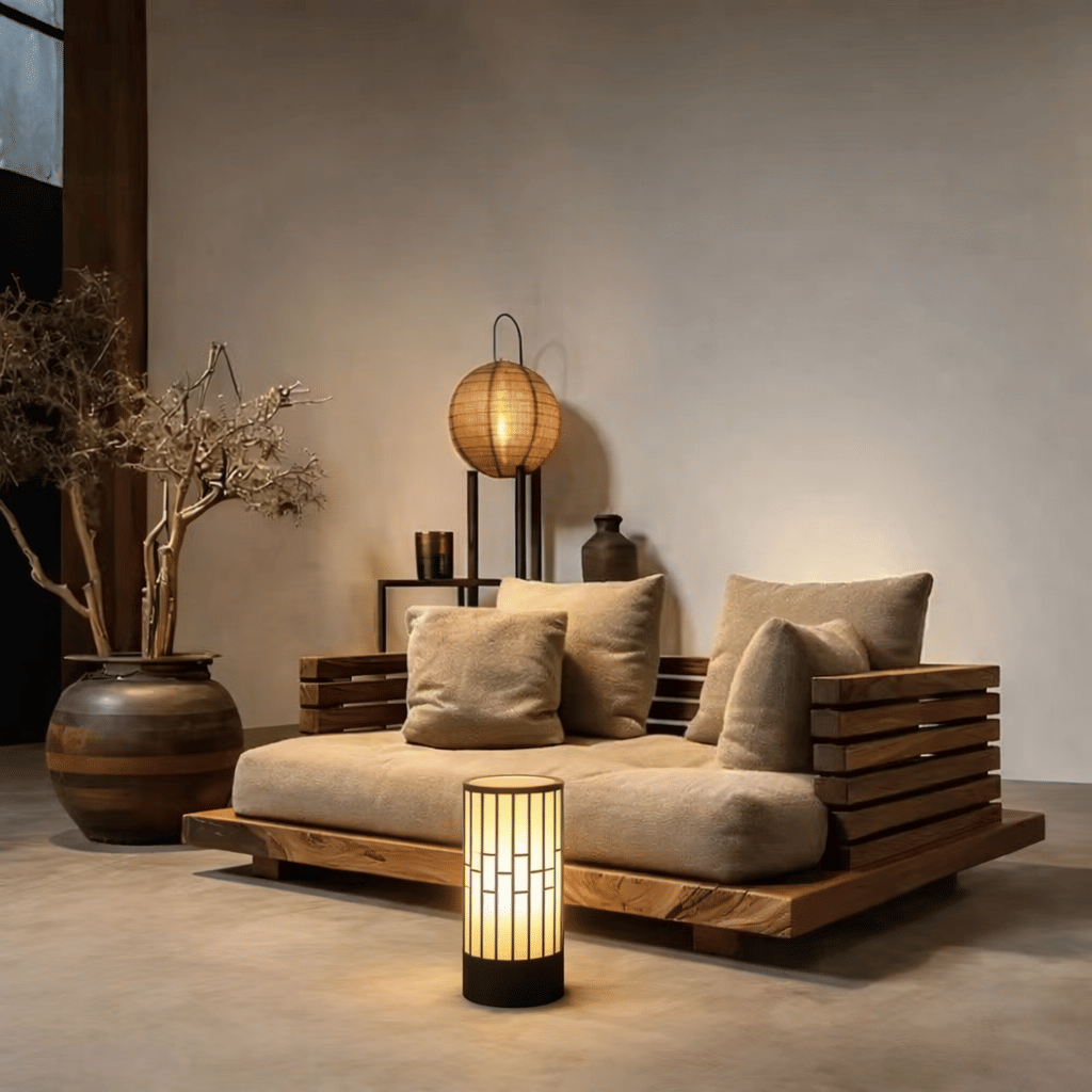 Japanese Style Floor Lamp, Cylindrical Table Floor Lamp with Fabric Shade, Warm Ambient LED Lamp for Living Room, Bedroom, Reading Nook, Minimalist Home Decor - luxuryhomedecoridea.com