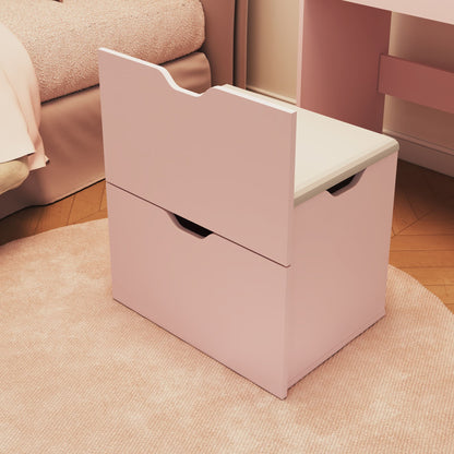 Dressing Table and Stool, 3-in-1 Multifunctional Dressing Table Set, Featuring Three-color Lighting Modes, HD Mirror, Two Sliding Drawers, and a Hidden Storage Stool - luxuryhomedecoridea.com