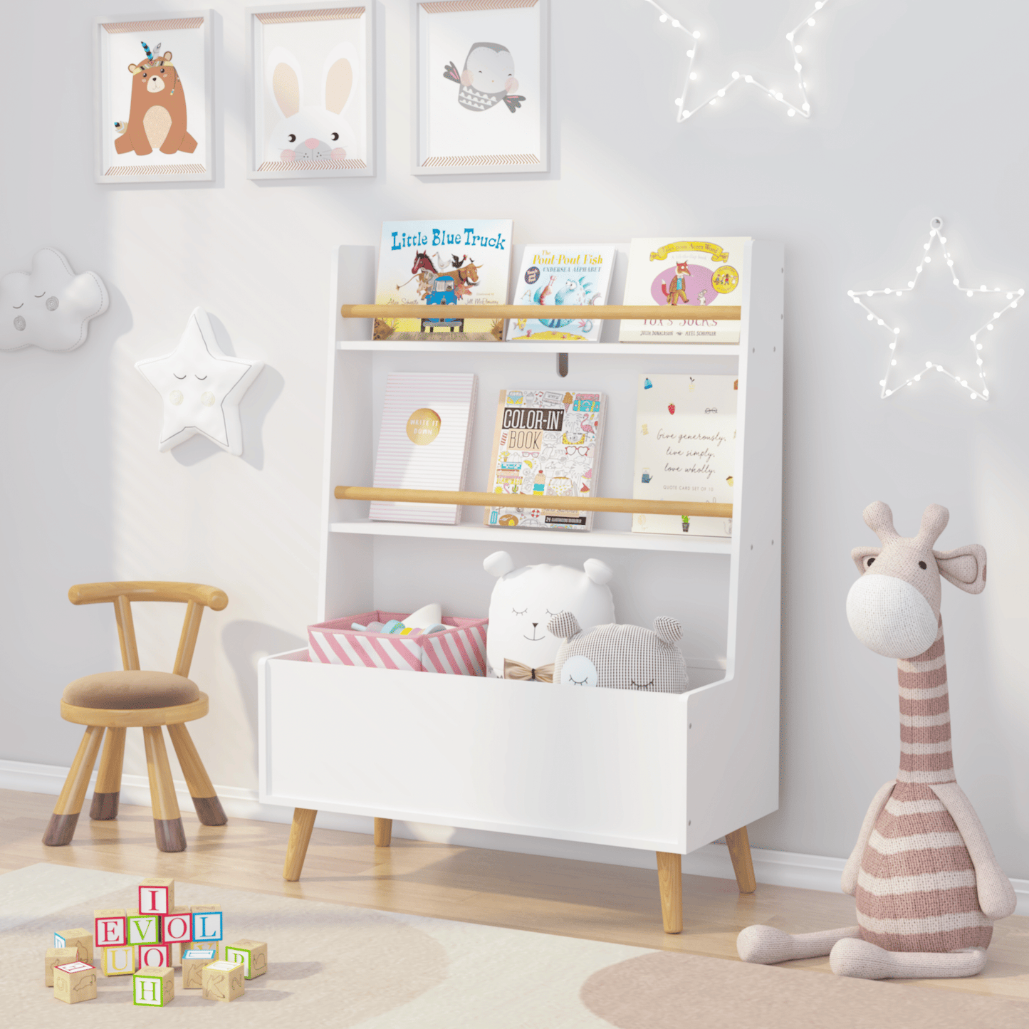 Kids Bookshelf, Book and Magazine Rack, Book Organizer, toy Storage Cabinet Organizer, White - luxuryhomedecoridea.com