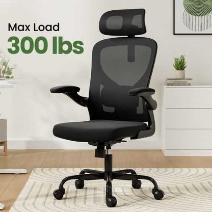 Ergonomic Office Chair High Back Computer Desk Chair with Headrest Armrests and Adjustable Lumbar Support Comfortable Swivel Task Chair for Home Office Study Room Black - luxuryhomedecoridea.com