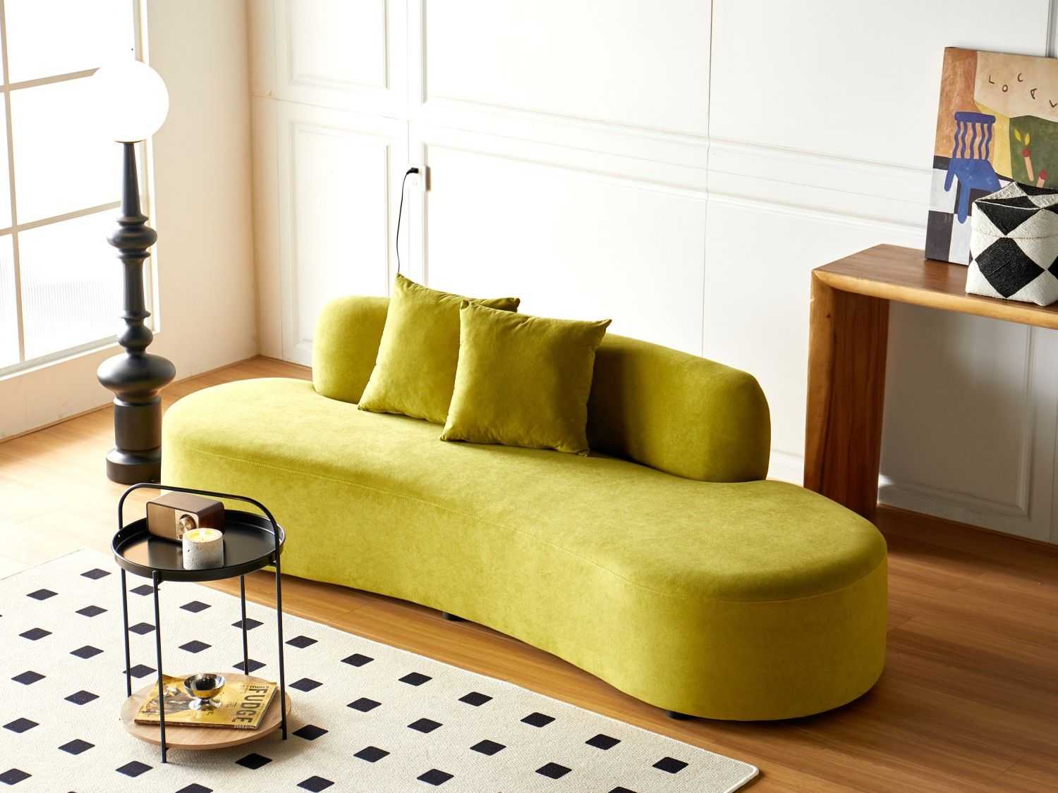 90" Curved Sofa with Throw Pillows, 4 Seater Luxury Velvet Couch with Half Moon Design and High-Density Foam, Ideal for Modern Living Room, Office & Apartment, Olive Green - luxuryhomedecoridea.com