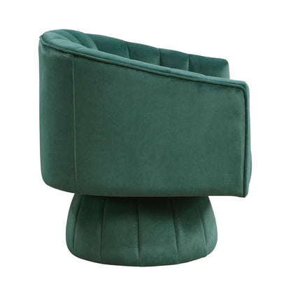 Dark Green Velvet Accent Chair Modern Luxury Living Room Furniture, 1pc Swivel Chair Comfortable Barrel Back - luxuryhomedecoridea.com